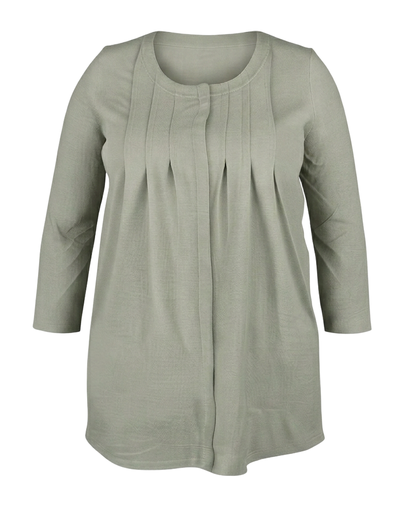 Pleated garment in sage